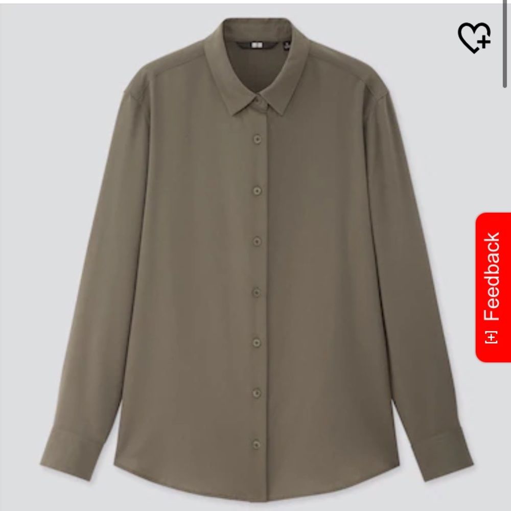 Uniqlo olive green button up blouse